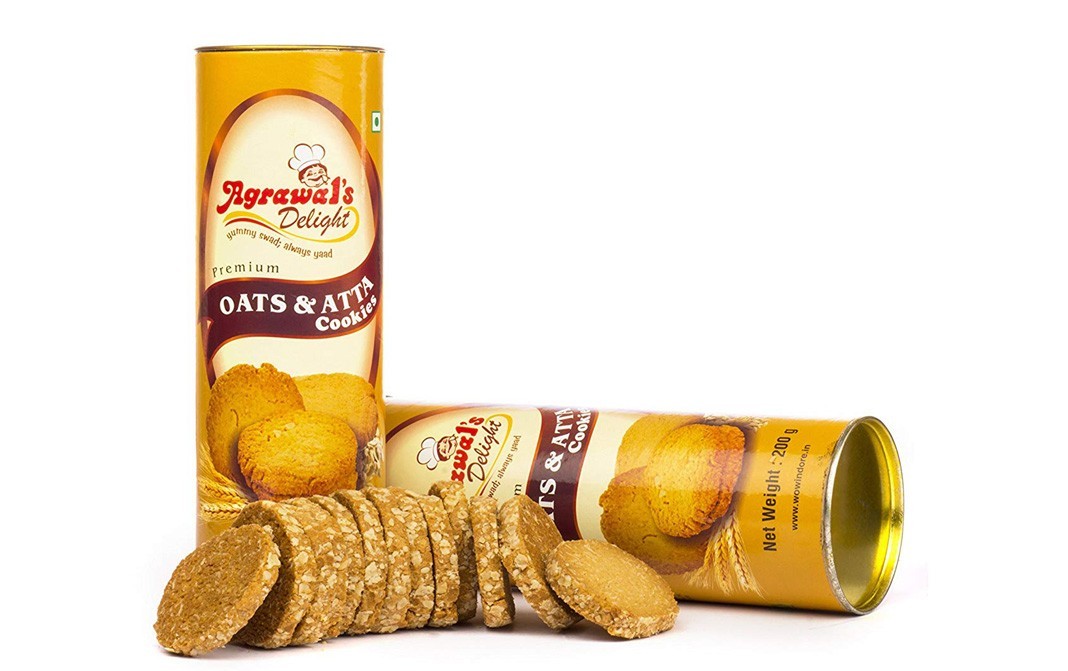 Agrawal's Delight Oats & Atta Cookies    Tin  400 grams